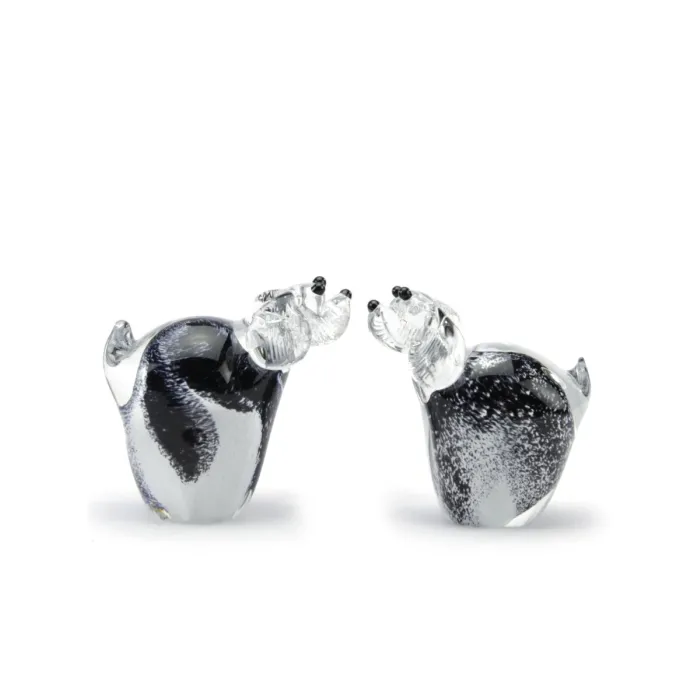 Kristalglas Mini Urn Hond Staand - Zwart/Wit - Imagen 2