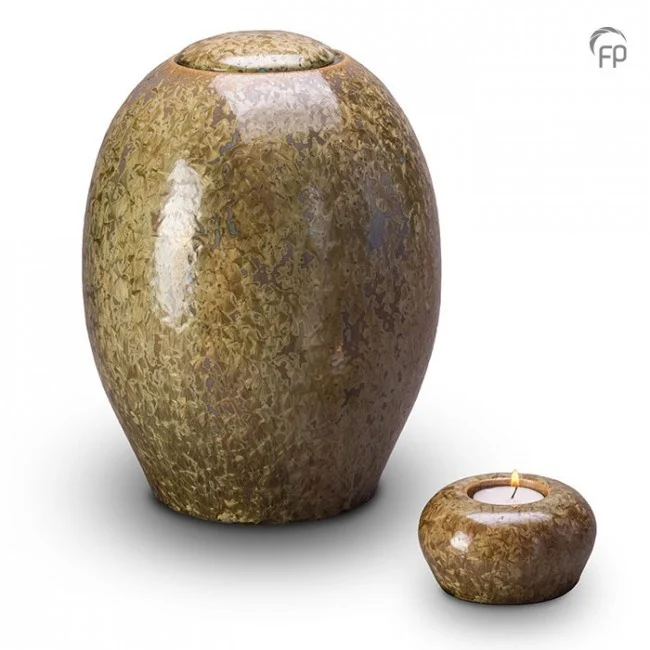 Keramische Urn Kristal lak - Okergeel - Obraz 2