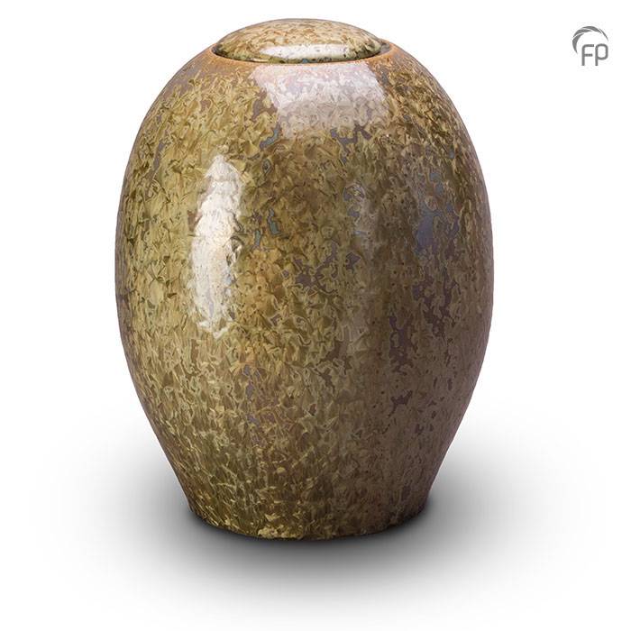 Keramische Urn Kristal lak - Okergeel