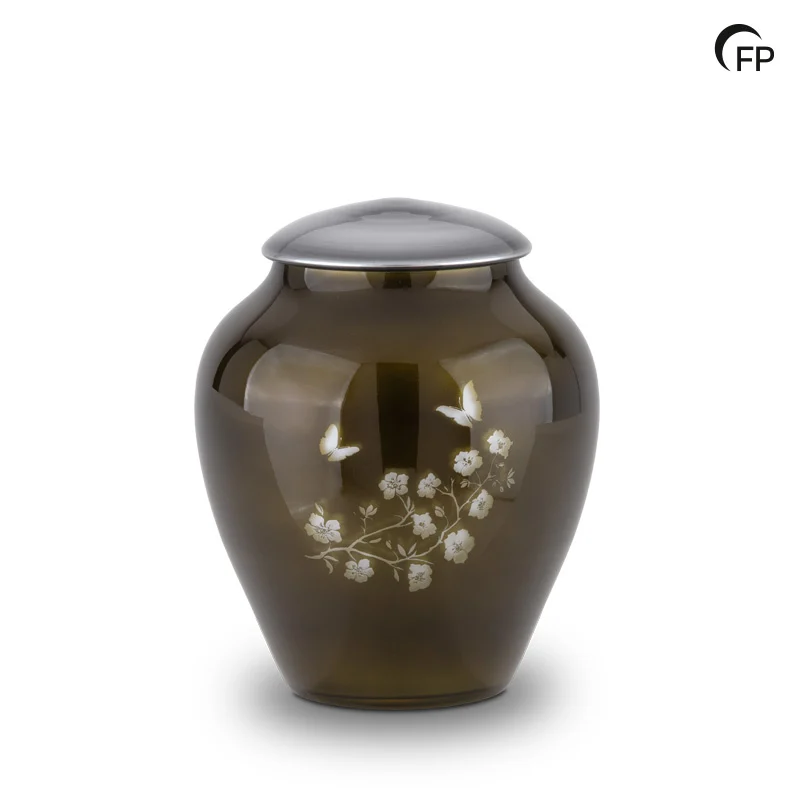 Urna Cristal Memoria - Flores Verde
