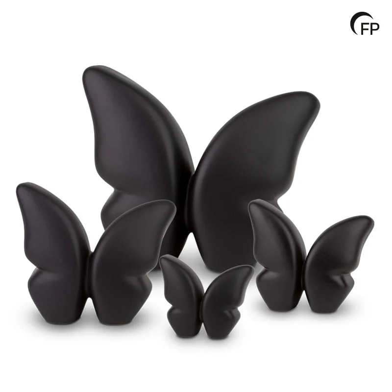 Keramisk urna Butterfly Svart – Fjärilsurna