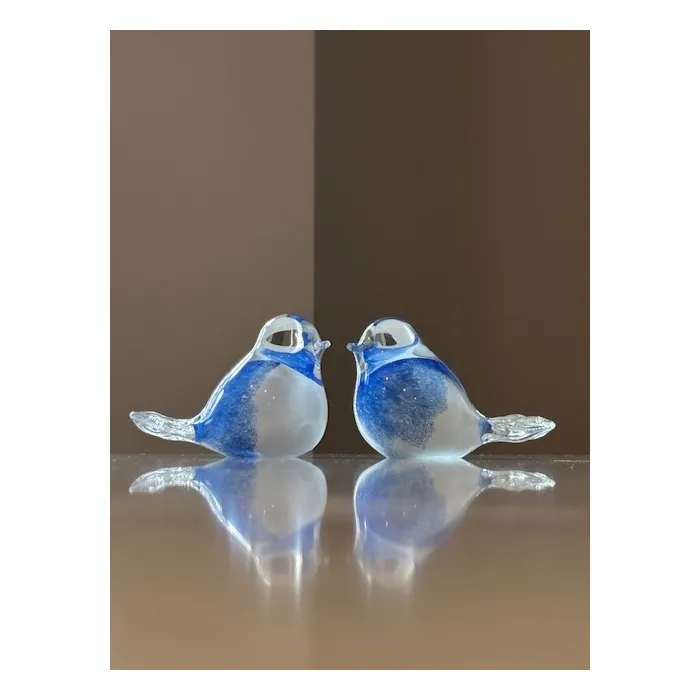 Mini Urn Vogel Vintage Blauw Wit - Imagem 2